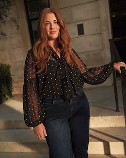 Georgette Collarless Tie Detail Blouse