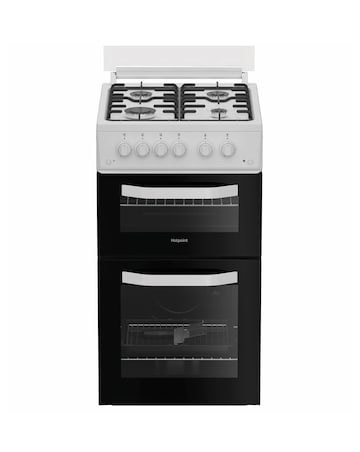 Hotpoint HTG5GCWL 50cm Gas Twin Cooker with Glass Lid - White