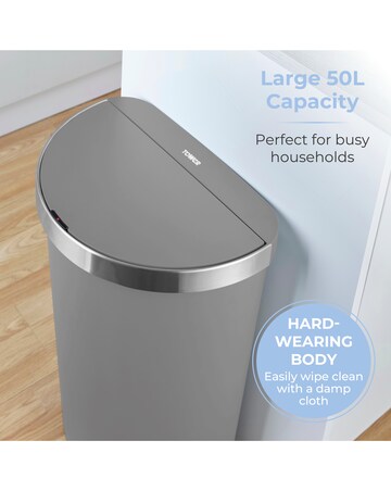 Tower Grey 50L Curved Sensor Bin