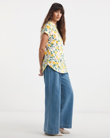 Pure Cotton Longline Short Sleeve Curved Hem