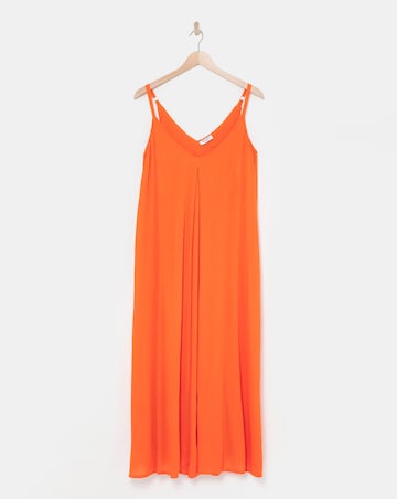Pleated Front Pinafore Maxi Dress
