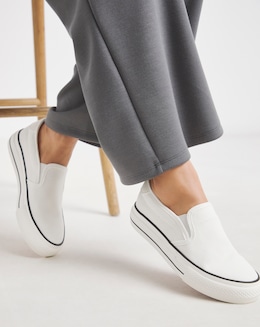 Cali Slip On Canvas Trainer - Wide Fit (E)