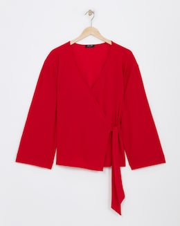 Flared Sleeve Wrap Top