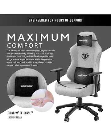 AndaSeat Phantom 3 Premium Gaming Chair - Grey Fabric