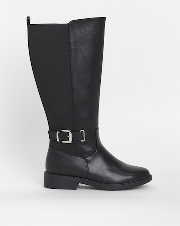 Cushion Walk Elastic Buckle Boot EEE Fit Curvy Calf
