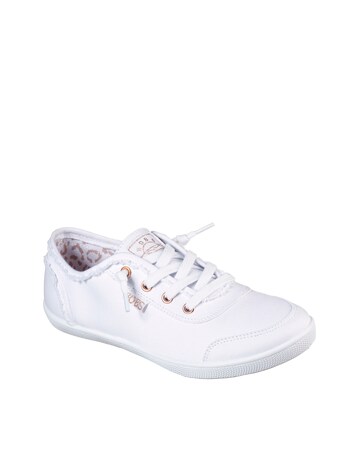 Skechers White Bobs B Cute Canvas Lace Up -Wide Fit (E)