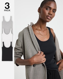 Black White &amp; Grey 3 Pack Vests