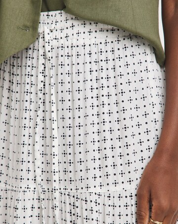 Natural Print Crinkle Midi Skirt