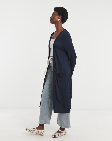Navy Longline Jersey Pocket Cardigan