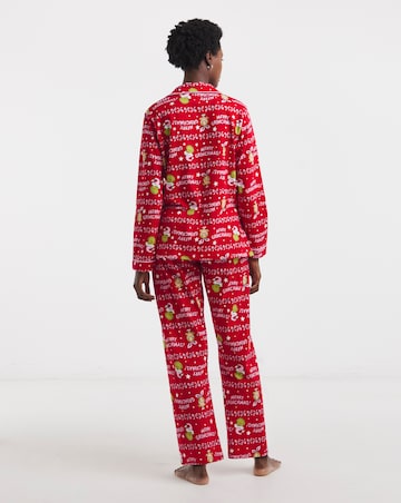 Grinch Christmas Button Through Cotton Pyjama Set