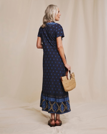 Julipa Pure Cotton Wrap Border Midi Dress
