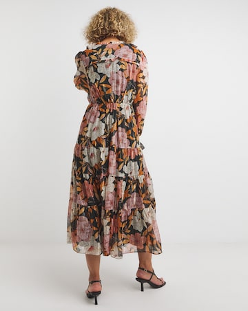 Joanna Hope Tiered Tie Neck Maxi Dress