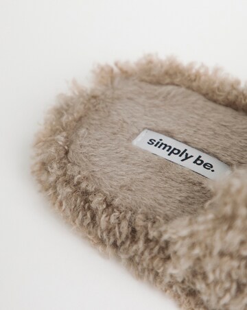 Mindy Shaggy Fur Mule Slippers - Wide Fit (E)