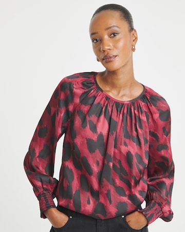 Printed Satin Raglan Sleeve Blouse