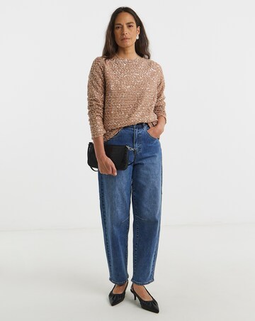 Boucle Sequin Slash Neck Top