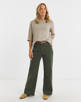 Khaki Authentic Wide Leg Jeans