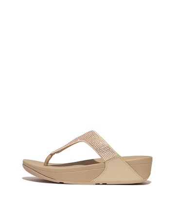 Fit Flop Beige Lulu Crystal Toe-Post Sandals -Standard Fit (D)