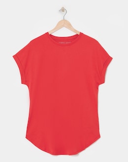 Longline Short Sleeve Curved Hem Top