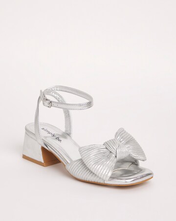 Isla Plisse Bow Low Heel Occasion Sandals Wide E Fit