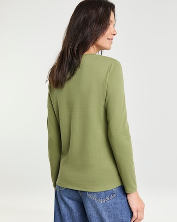 Khaki Crew Neck Long Sleeve T-Shirt