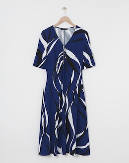 Soft Touch Jersey Rouched Zip Front Midi Dress