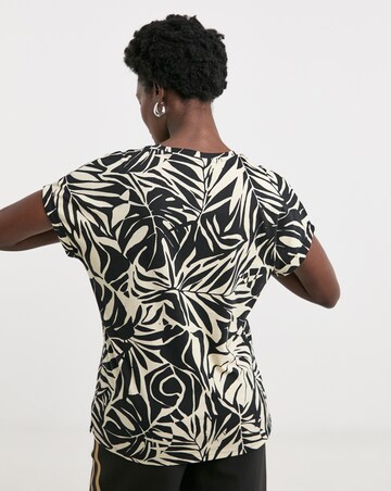 Pure Cotton Palm Print V-Neck Short Sleeve T-Shirt