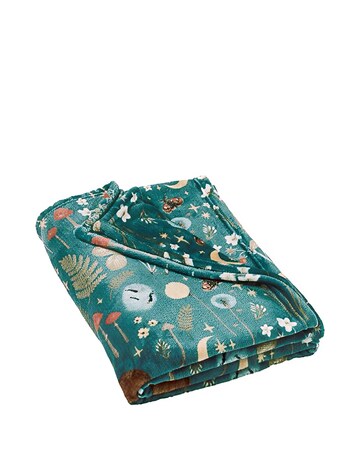 Catherine Lansfield Enchanted Twilight Fleece Throw - Forest Green