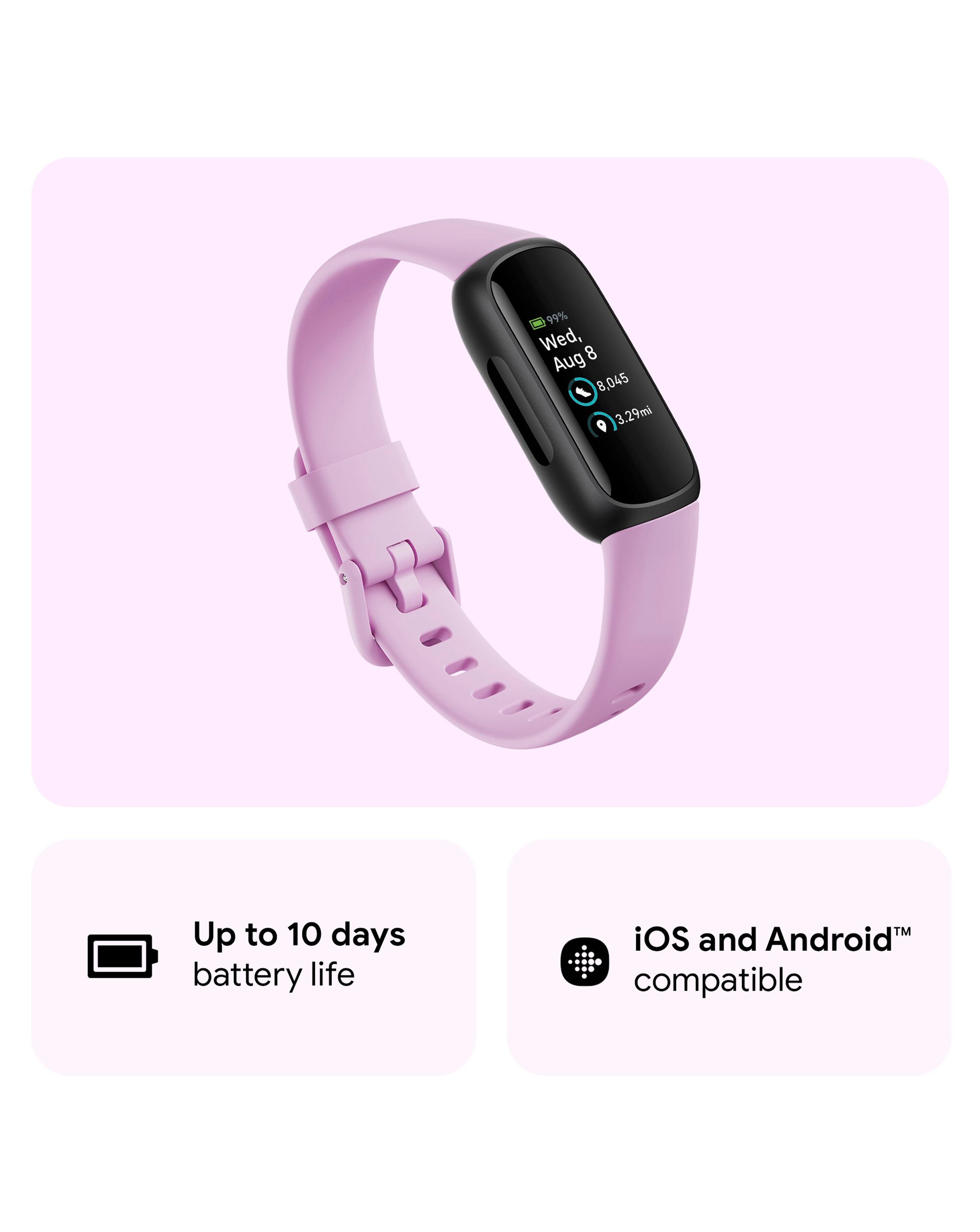 Fitbit Inspire 3 Fitness Tracker - Lilac Bliss | Premier Man