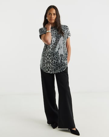 Sequin Longline Curved Hem Top