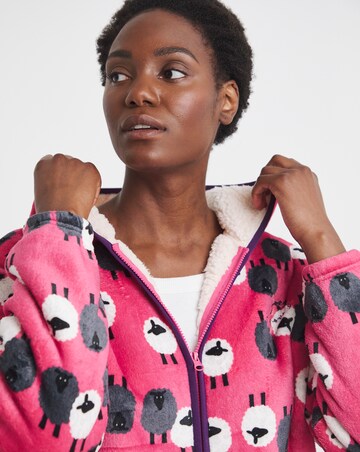 Joe Browns Sheep Print Zip Up Lounge Cardigan