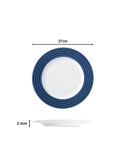 Waterside 16 Piece Blue Linear Dinner Set