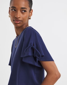 Crew Neck Tie Sleeve T-Shirt