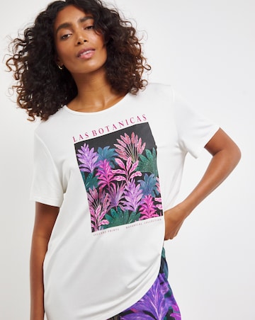 Graphic Tee Pyjama Set Floral Print