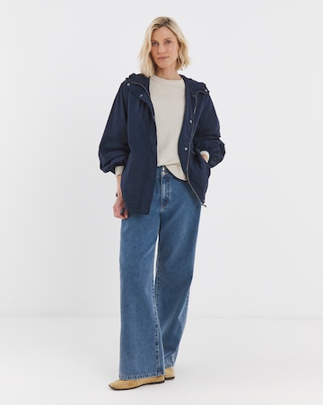 Navy Short Tech Parka Raincoat