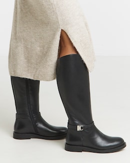 Jemimah Leather Knee High Riding Boots - Wide Fit (E) &amp; Standard Calf