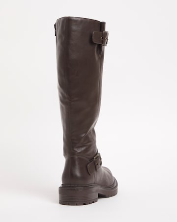 Eden Buckle Detail Knee High Boots - Wide Fit (E) & Super Curvy Calf