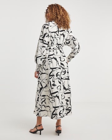 Joanna Hope Ivory Print Tie Waist Shirt Dress