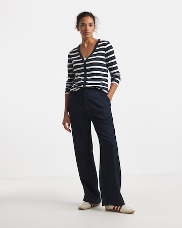 Stripe V-Neck Jersey Cardigan