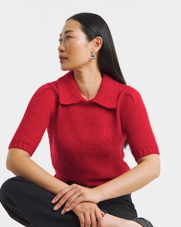 Red Fluffy Collar Jumper