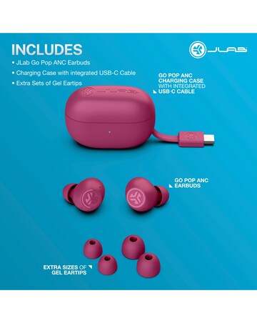 JLAB Go Pop ANC True Wireless Earbuds - Fuchsia