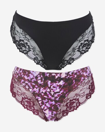 Pretty Secrets (2 Pack) Adrianne Midi Knickers Animal Print/Black