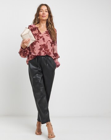 Womens Sheer Ruffle Detail Long Sleeve Blouse - Floral