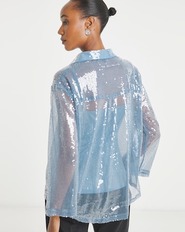 Sequin Relaxed Shirt - Blue