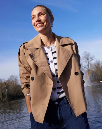 Camel Cropped Trench Coat
