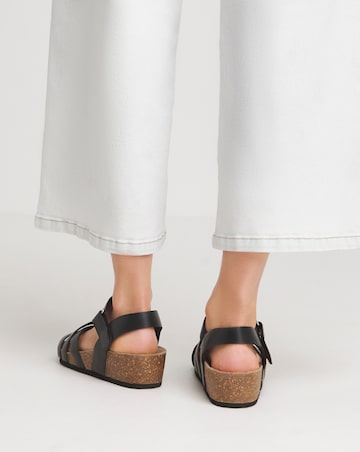 Leather Strappy Footbed Sandal Extra Wide EEE Fit