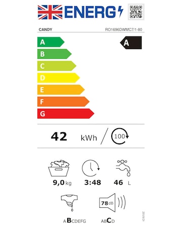 Candy Rapido 9kg 1600rpm Washing Machine - White + installation