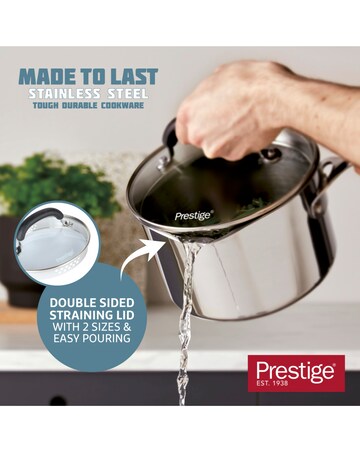 Prestige Made to Last 3 Piece Straining Saucepan Set