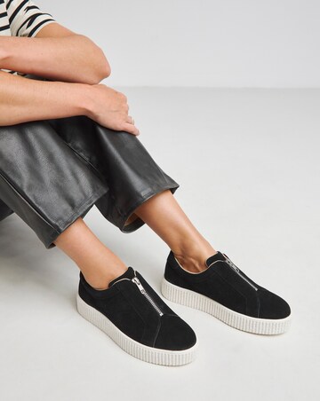 Meridian Zip Up Leather Trainer - Extra Wide Fit (EEE)