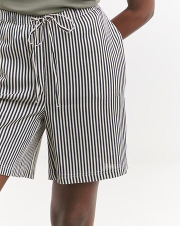 Striped Linen Mix Knee Length Shorts