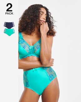Pretty Secrets (2 Pack) Ella Lace Brief Knickers Aqua/Blue
